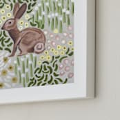 "Lone Rabbit" - Art Print in Grass by Jenny Westenhofer - Frame Close-up