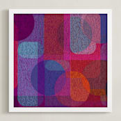 "Scandinavian Modern Revisit" - Art Print in Electric Crimson by Lisa Sundin - Framed
