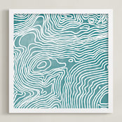 "Be. Here. Now." - Art Print in Ocean Blue by Ria Sharon - Framed