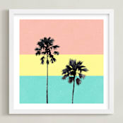 "Palm Tree Silhouette" - Art Print in sunshine by Cass Loh - Framed