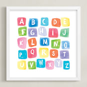 "ABC squares" - Art Print in Primary Red by Amy Hall - Framed
