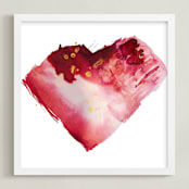 "My Heart Beats" - Art Print in Sweet Pink by Carole Crohan - CaroleeXpressions - Framed