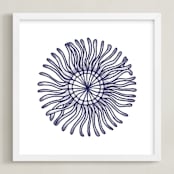"of the sea (1 of 4)" - Art Print in blue pen by Leanne Friedberg - Framed