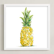"Painted Pineapple" - Art Print in Pineapple Yellow by Kirby Lee Smith - Framed