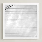 "Skywires 15" - Art Print in Misty White by Sonia L. Johansen - Framed
