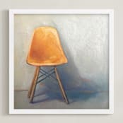 "Yellow Eames Side Chair" - Art Print in Yellow by Laura Browning - Framed