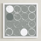 "Round Pegs, Square Holes" - Art Print in Slate by Ria Sharon - Framed