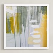 "Neutral Drip " - Art Print in Teal Grey by Kara Schlabaugh - Framed