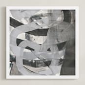 "White and Black Vapor Two Series 2" - Art Print in White and Black by Angela Simeone - Framed
