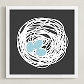 "New Nest Solo" - Art Print in Charcoal by Three Wings North - Framed