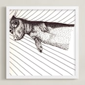 "doggy" - Art Print in black and white by XL - Framed