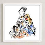"The Comforts of Home" - Art Print in Pink Kimono by Stuart Heir - Framed