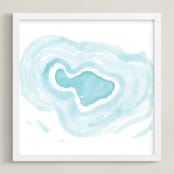 "Maui Love" - Art Print in ocean aquamarine by White Lemon Designs - Framed