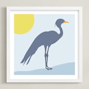 "Blue Crane" - Art Print in Ocean by Red Impressionz - Framed