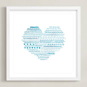 "Doodle Heart" - Art Print in Aqua by Chasity Smith - Framed