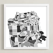 "San Francisco City Map" - Art Print in Black by Jessie Steury - Framed