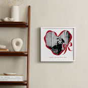 "Ribbon Bow Heart: Square Framed Photo" - Framed Photo in Cherry by Rebecca Durflinger - In a Room