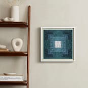 "Scribble Squares " - Art Print in Ocean by Kathleen Ney - In a Room