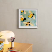 "Happy Bees" - Art Print in Morning Sky by claire whitehead - In a Room
