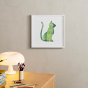 "Green Party Kitty" - Art Print in Silhouette Green by Jeff Preuss - In a Room