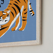 "Tiger Yoga" - Art Print in Tangerine by Inkblot Design - Frame Close-up