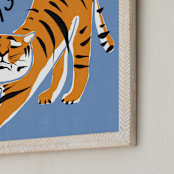"Tiger Yoga" - Art Print in Tangerine by Inkblot Design - Frame Close-up