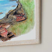 "Boats at Bondi" - Art Print in Tropical Pink by Haley Moore - Frame Close-up