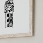 "Around the World London" - Art Print in Black by TM Stationery - Frame Close-up