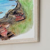 "Boats at Bondi" - Art Print in Tropical Pink by Haley Moore - Frame Close-up