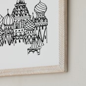 "Around the World Moscow" - Art Print in Black by TM Stationery - Frame Close-up