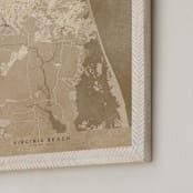 "Virginia Beach vintage-looking city map" - Art Print in Sepia by Rosana Laiz Blursbyai - Frame Close-up