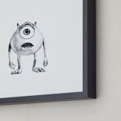 "Mike Wazowski" - Art Print in White by Mary Gaspar - Frame Close-up