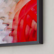 "Red Lines of a Woman" - Art Print in Passionate Red by Elena Kulikova - Frame Close-up