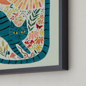 "Synchronized Nature" - Art Print in abysmal teal by Megan Zang - Frame Close-up