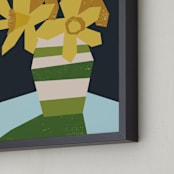 "Striped Vase" - Art Print in Olive Green by Morgan Kendall - Frame Close-up