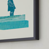 "View of the Water" - Art Print in Soft Calm by Field and Sky - Frame Close-up