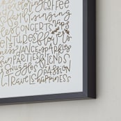 "More" - Custom Foil Print in Gold by Olivia Goree - Frame Close-up