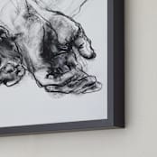 "Drawing 561 - Crossed Hands" - Art Print in Slate Black by Derek overfield - Frame Close-up