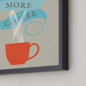 "Drink More Coffee " - Art Print in Tangerine by Kristie Kern - Frame Close-up