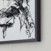 "Drawing 264 - Gesturing Man" - Art Print in Rich Ebony by Derek overfield - Frame Close-up