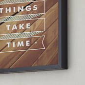 "Some Things Take Time" - Art Print in Light Aqua by Monica Tuazon - Frame Close-up
