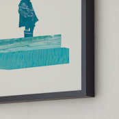 "View of the Water" - Art Print in Soft Calm by Field and Sky - Frame Close-up