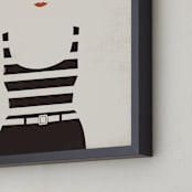 "Striped Suit" - Art Print in charcoal by Faith Harlow - Frame Close-up