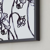 "Ink Cyclamen" - Art Print in inky blue by Sonal Nathwani - Frame Close-up