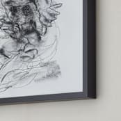 "Drawing 538 - Crouching Figure" - Art Print in Slate Black by Derek overfield - Frame Close-up