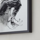 "Drawing 340 - Grasping Man" - Art Print in severe black by Derek overfield - Frame Close-up