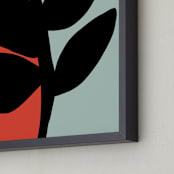 "Modern Black Stem" - Art Print in Red Coral by Deborah Velasquez - Frame Close-up
