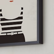 "Striped Suit" - Art Print in charcoal by Faith Harlow - Frame Close-up