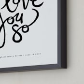 "I Love You So" - Personalized Art Print in Cloud by Kelly Ventura - Frame Close-up