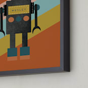 "Retro Robot" - Personalized Art Print in Pumpkin by Morgan Kendall - Frame Close-up